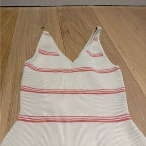 Bright Coral Aritzia Babton Sculptknit double v top XS